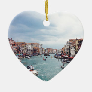 Vintage Italy Venice Canal Photo Ceramic Ornament