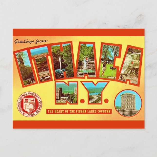 Vintage Ithica New York Greeting Postcard (Front)