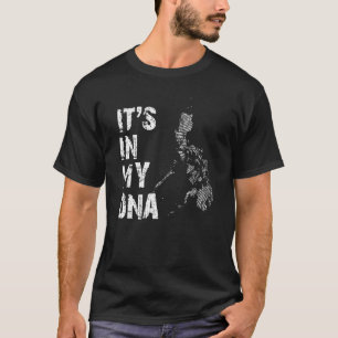 Vintage Its In My Dna Philippines Outline Map Fili T-Shirt