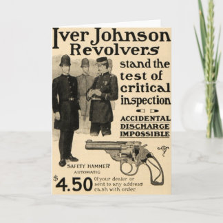 Vintage Iver Johnson Revolver Gun Ad Greeting Card