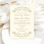 Vintage Ivory and Antique Gold Flourish Wedding Invitation<br><div class="desc">Decorative swirls and flourishes frame this elegant vintage inspired wedding invitation design. Ivory and antique gold colour scheme.  Personalize the custom text for your marriage ceremony and reception.</div>