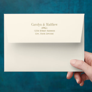 Vintage Ivory and Antique Gold Wedding Envelopes