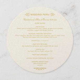 Vintage Ivory and Gold Art Deco Wedding Menu