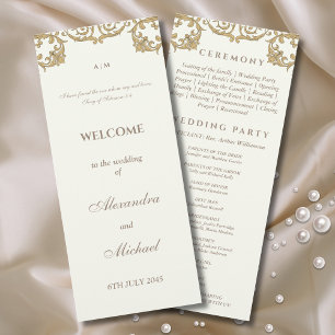 Vintage Ivory Baroque Christian Wedding Program