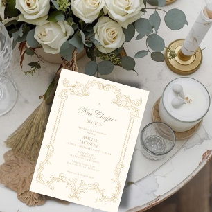 Vintage Ivory Book New Chapter Begins Shower  Invitation