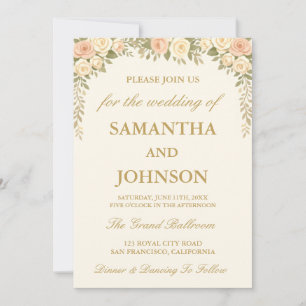 Vintage Ivory Elegant Ballroom Wedding Invitation
