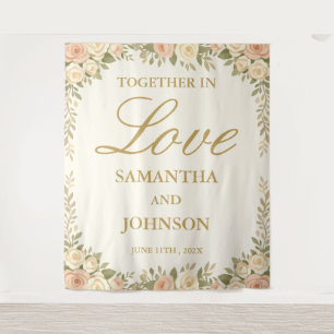 Vintage Ivory Elegant Wedding Backdrops Banner Tapestry