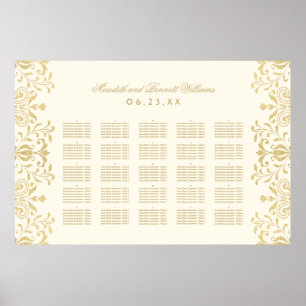 Vintage Ivory Gold Scrollwork Seating Chart