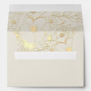 Vintage Ivory Gold Wedding Envelope