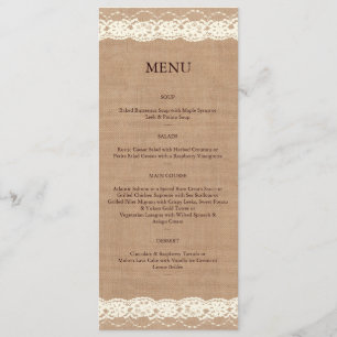 Vintage Ivory Lace & Medium Burlap Menu