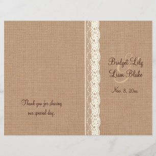 Vintage Ivory Lace & Medium Burlap Wedding Program
