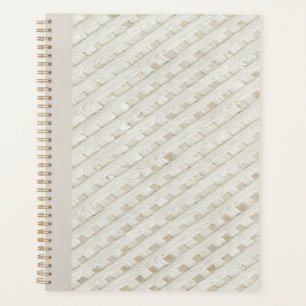 Vintage Ivory Lattice Board Crisscross Diary Tan   Planner