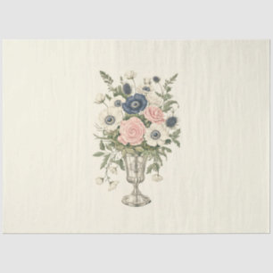 Vintage ivory pink blue mauve green flowers tissue paper