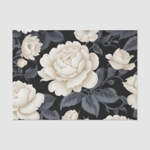 Vintage Ivory Roses And Peonies Tissue Paper