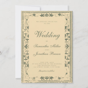 Vintage Ivory Story Book Wedding Invitation