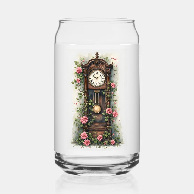 Vintage Ivy Rose Grandfather Clock Can Glass (Front)