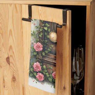Vintage Ivy Rose Grandfather Clock Kitchen Towel