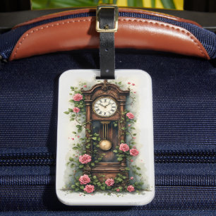 Vintage Ivy Rose Grandfather Clock Luggage Tag