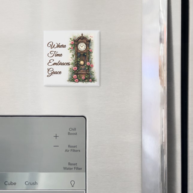 Vintage Ivy Rose Grandfather Clock Magnet (In Situ (Fridge))