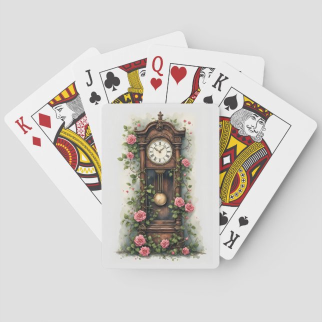 Vintage Ivy Rose Grandfather Clock Playing Cards (Back)