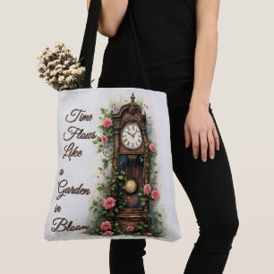 Vintage Ivy Rose Grandfather Clock Tote Bag