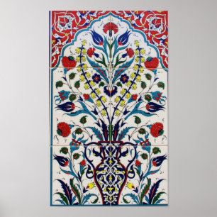 Vintage Iznik Ottoman Ceramic Tile Poster