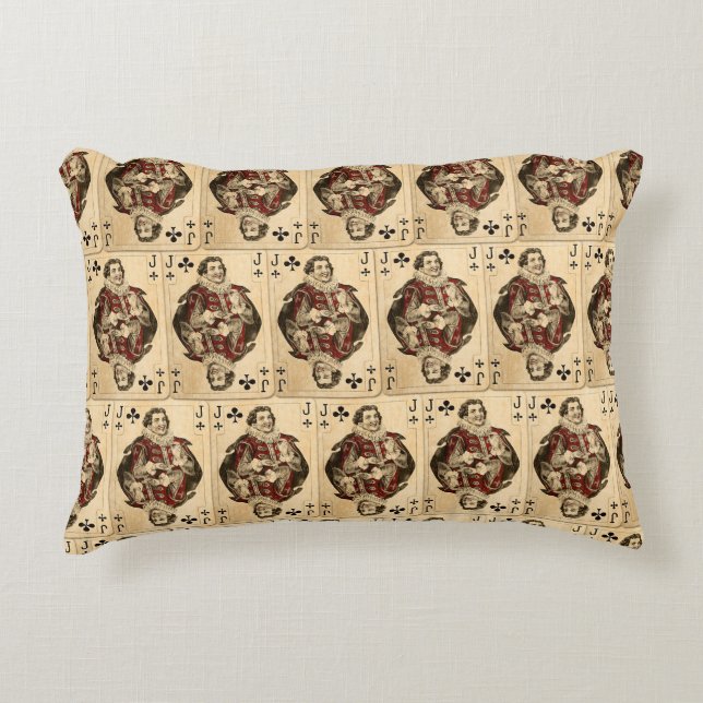 Vintage Jack Clubs Playing Cards Accent Pillow (Front)