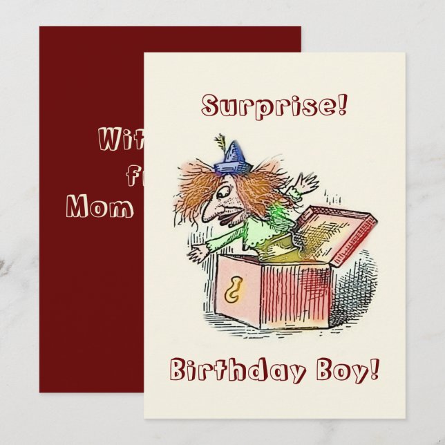 Vintage Jack-in-the-box Clown Birthday Card  (Front/Back)
