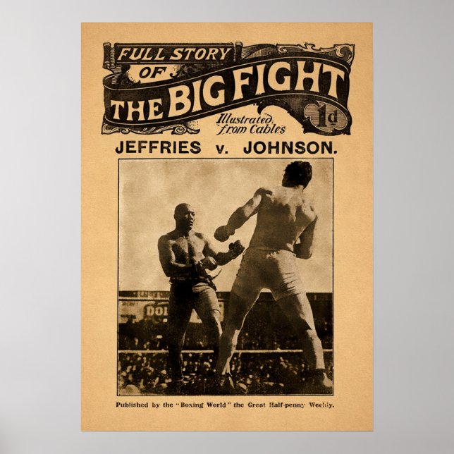 Vintage Jack Johnson vs Jim Jeffries Magazine Poster (Front)