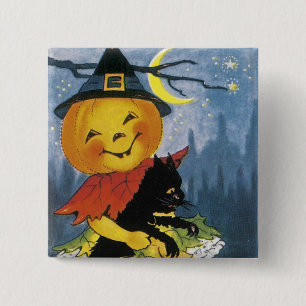 Vintage Jack o' Lantern Child 2 Inch Square Button