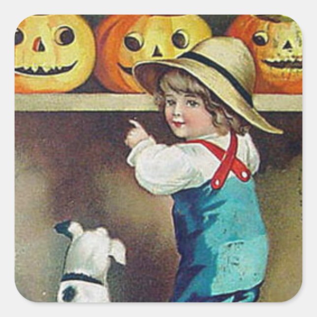 VINTAGE JACK O' LANTERN SQUARE Sticker (Front)