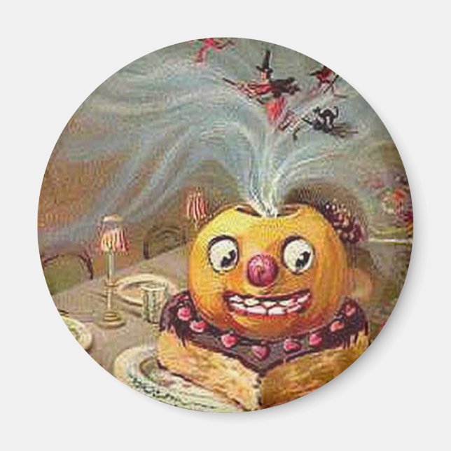 Vintage Jack o'Lantern with Witches Magnet (Front)