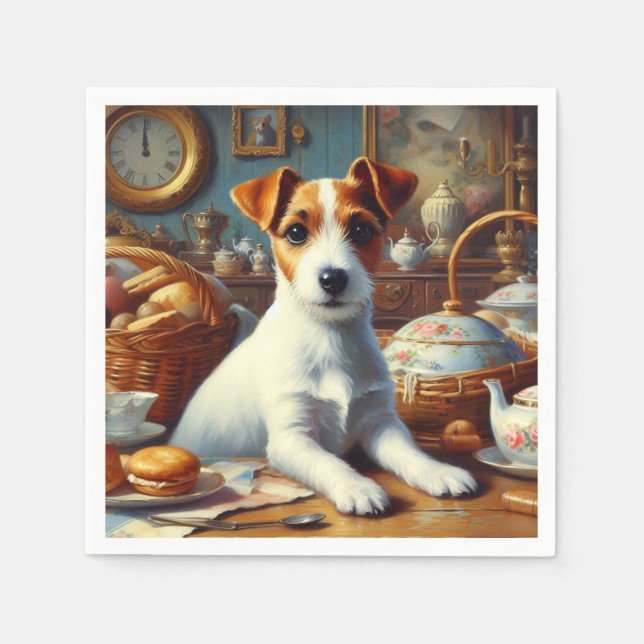 Vintage Jack Russell Terrier Painting Napkin (Front)