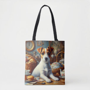 Vintage Jack Russell Terrier Painting Tote Bag