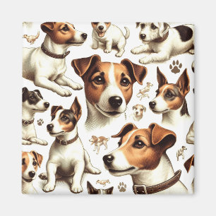 Vintage Jack Russell Terrier Seamless Magnet
