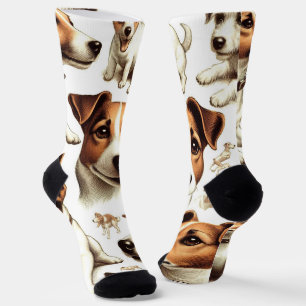 Vintage Jack Russell Terrier Seamless Socks