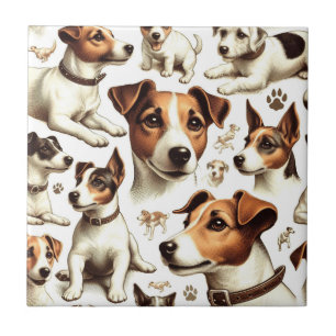 Vintage Jack Russell Terrier Seamless Tile