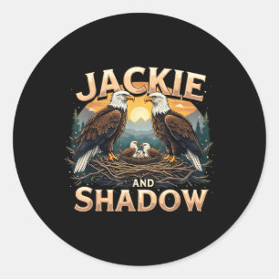 Vintage Jackie And Shadow Bald Eagle Family Design Classic Round Sticker