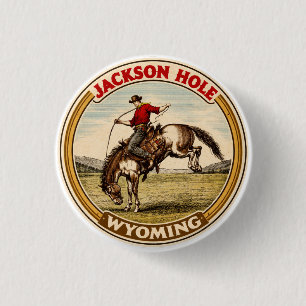 Vintage Jackson Hole Bucking Bronco wyoming gits 1 Inch Round Button