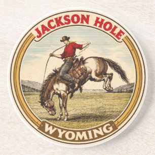 Vintage Jackson Hole Bucking Bronco wyoming gits Coaster