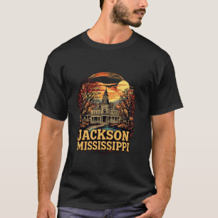 Vintage Jackson Mississippi Sunset Skyline Citysca T-Shirt