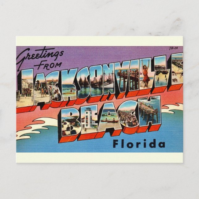 Vintage Jacksonville Beach Florida Postcard (Front)