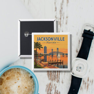 Vintage Jacksonville Florida 2 Inch Square Button