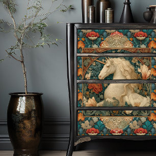 Vintage Jade And Gold Art Nouveau Unicorn Tissue Paper