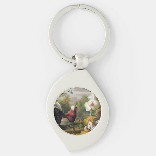 Vintage Jakob Bogdani  The Cockrels Fight      Keychain (Front)