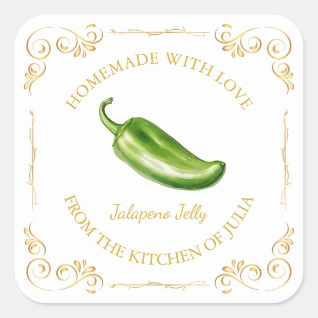 Vintage Jalapeno Jelly Carré Étiquette (Devant)