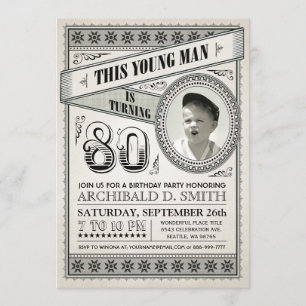 Vintage jalon Anniversaire Invitations Votre Photo