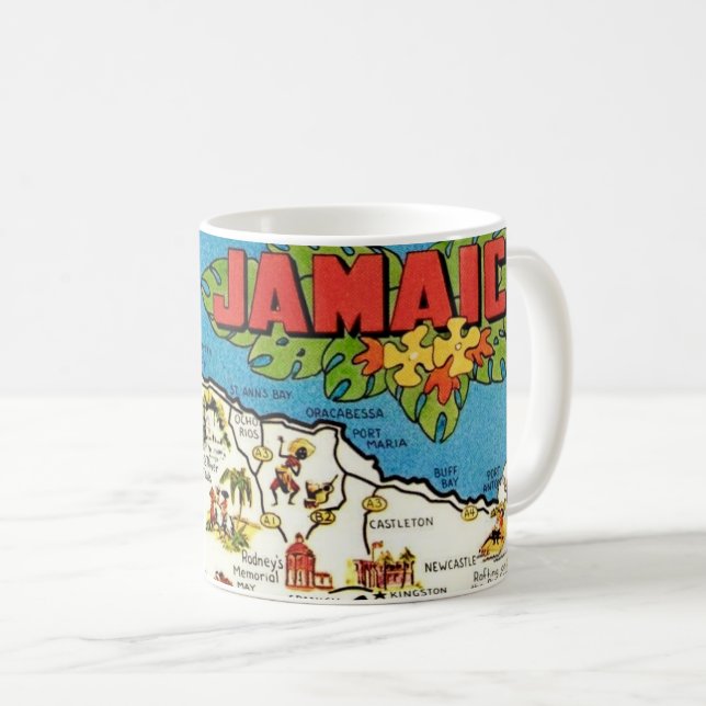 Vintage Jamaica Map Mug (Front Right)