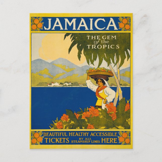 Vintage Jamaica, The Gem of the Tropics Postcard (Front)