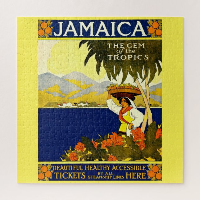 Vintage Jamaica Travel Illustration Jigsaw Puzzle (Vertical)